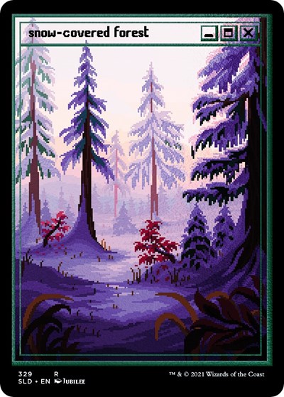 Snow-Covered Forest (PixelSnowLands.jpg) (Foil Etched) (Secret Lair) Near Mint