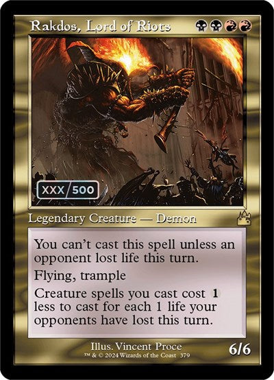 Rakdos, Lord of Riots (Retro Frame) (Serial Numbered) (Ravnica Remastered) Near Mint