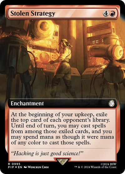 Stolen Strategy (Extended Art) (Surge Foil) (Universes Beyond: Fallout) Near Mint