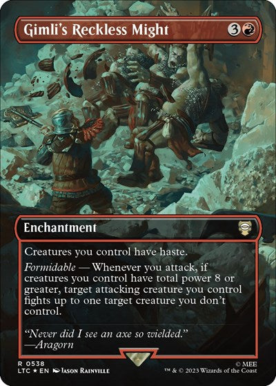 Gimli's Reckless Might (Borderless) (Surge Foil) (Commander: The Lord of the Rings: Tales of Middle-earth) Near Mint