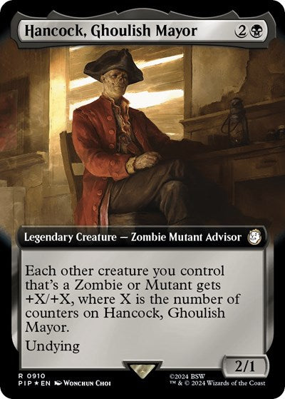 Hancock, Ghoulish Mayor (Extended Art) (Surge Foil) (Universes Beyond: Fallout) Near Mint