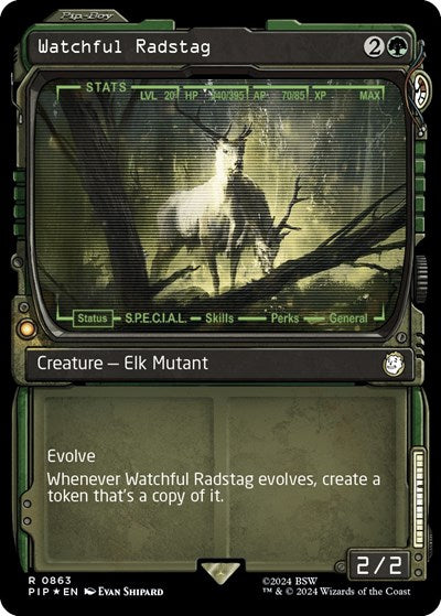 Watchful Radstag (Showcase) (Surge Foil) (Universes Beyond: Fallout) Near Mint