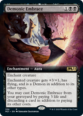 Extended Art Demonic Embrace (Magic 2021 Core Set) Near Mint Foil