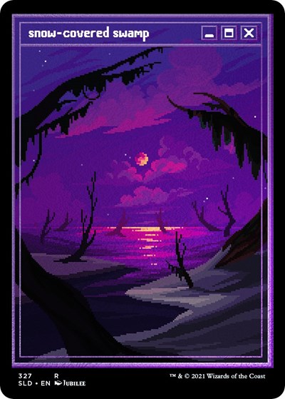 Snow-Covered Swamp (PixelSnowLands.jpg) (Foil Etched) (Secret Lair) Near Mint